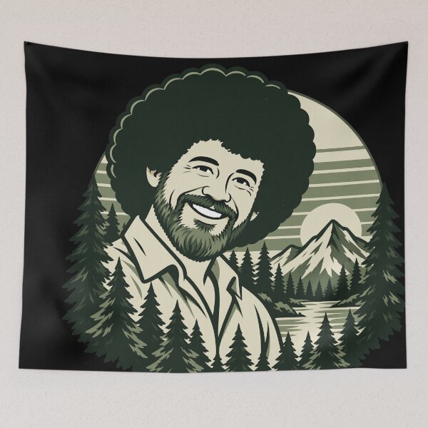 Item preview, Bob Ross Retro Forest and Mountain Portrait designed and sold by karamram.