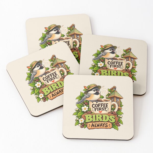 Item preview, Coffee First, Birds Always – Funny Bird Lover Design designed and sold by DIB Designs – Express Your Style.