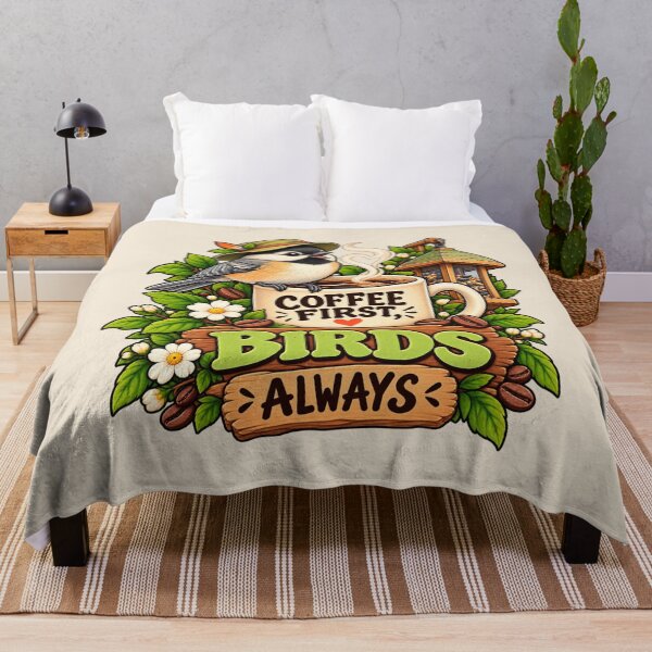 Item preview, Coffee First, Birds Always – Funny Bird Lover Design designed and sold by DIB Designs – Express Your Style.