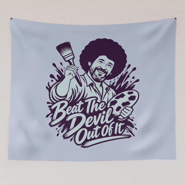 Item preview, Bob Ross Beat The Devil Out Of It Vintage Art designed and sold by karamram.