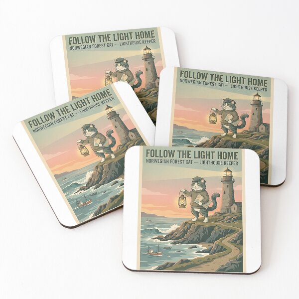 Item preview, Norwegian Forest Cat Lighthouse Keeper designed and sold by PictoVibe.