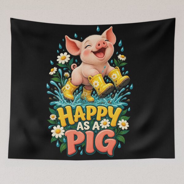 Item preview, Happy Pig Daisy Rainboots designed and sold by Art For You Studio.