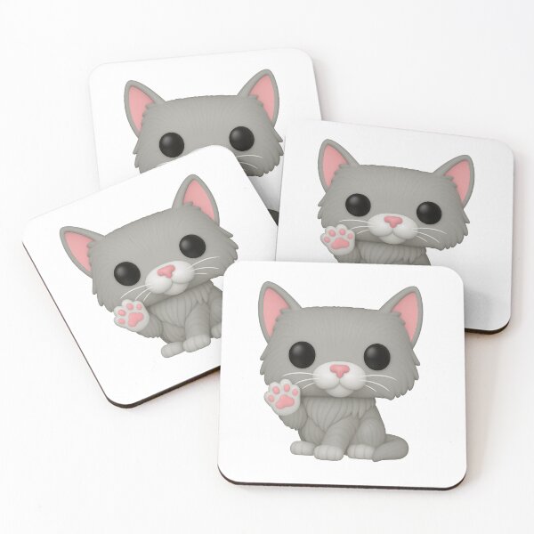 Item preview, Cute Kawaii Grey Kitty Cat Waving Chibi designed and sold by StickersGeneral.