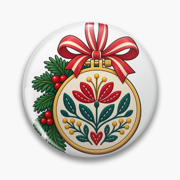 Item preview, Christmas Botanical Embroidery Hoop Bauble Illustration designed and sold by skyartdesign.