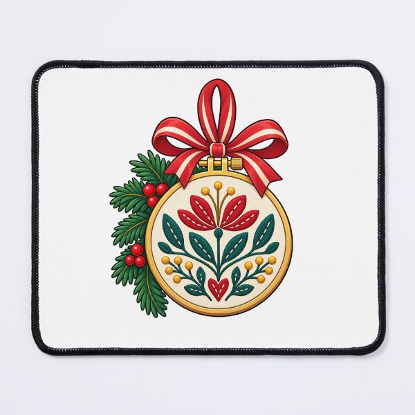 Item preview, Christmas Botanical Embroidery Hoop Bauble Illustration designed and sold by skyartdesign.