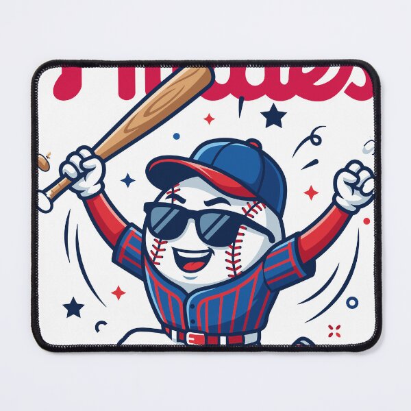 Item preview, Cool Baseball Ball Mascot Holding Bat - Phillies Fan Style designed and sold by Ranpict.