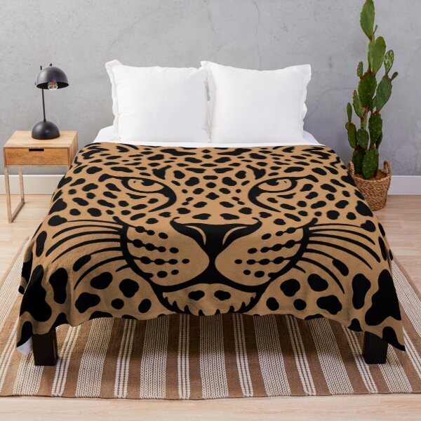 Item preview, Black Leopard Face on Caramel Brown Animal Print Pattern designed and sold by Specialdesign10.