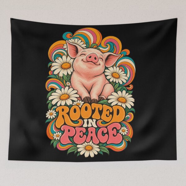 Item preview, Rooted in Peace Pig Flower Power designed and sold by Art For You Studio.