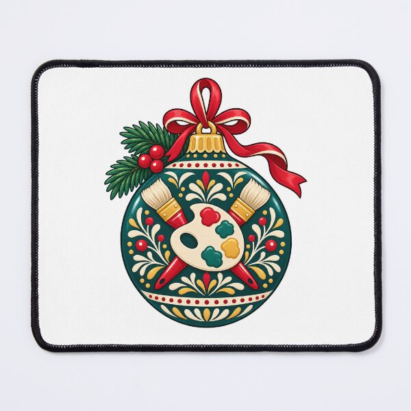 Item preview, Christmas Paint Palette and Brushes Bauble Illustration designed and sold by skyartdesign.