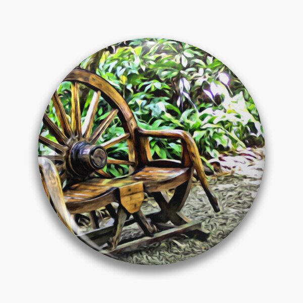 Item preview, Rustic Wooden Wagon Wheel Bench in Tropical Garden designed and sold by celinebisson.