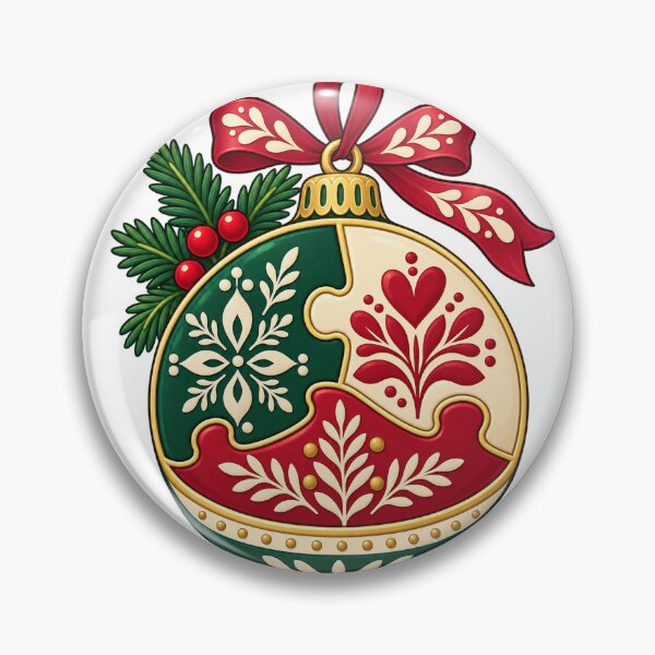 Item preview, Christmas Floral Jigsaw Puzzle Pieces Bauble Illustration designed and sold by skyartdesign.