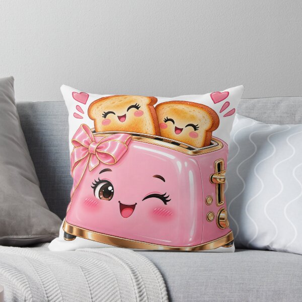Item preview, Cute Pink Toaster with Happy Toast Kawaii Kitchen designed and sold by TinyWeird.