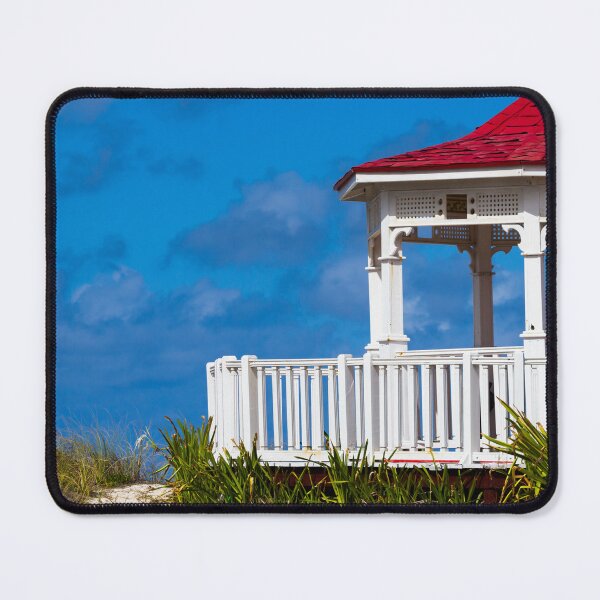Item preview, White Beach Gazebo Beneath a Dramatic Blue Sky designed and sold by celinebisson.