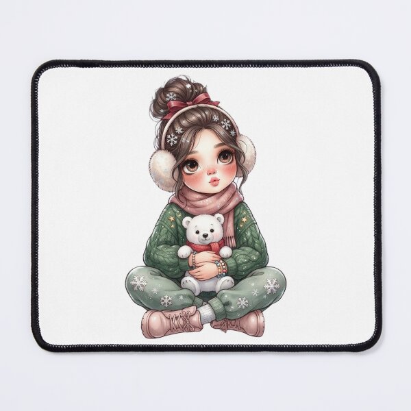 Item preview, Little Winter Bear Girl – Cute Kawaii Christmas Illustration designed and sold by PrintCreations9.