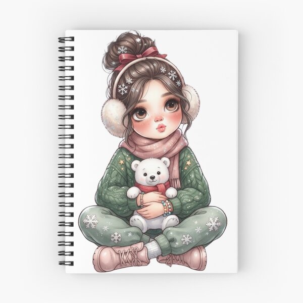 Item preview, Little Winter Bear Girl – Cute Kawaii Christmas Illustration designed and sold by PrintCreations9.