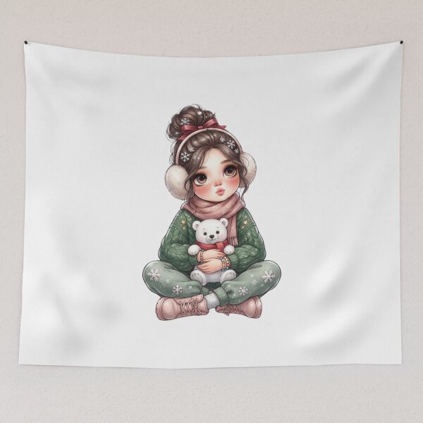 Item preview, Little Winter Bear Girl – Cute Kawaii Christmas Illustration designed and sold by PrintCreations9.