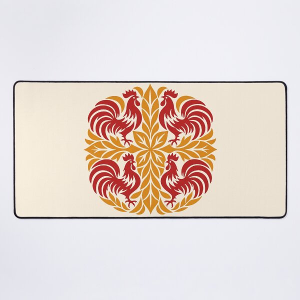 Item preview, Rooster Hawaiian Quilt with Ti Leaves designed and sold by Small Kine Prints.