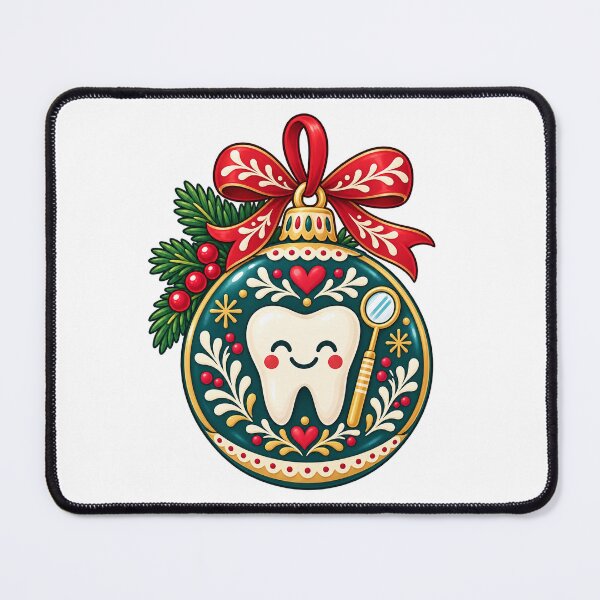 Item preview, Christmas Smiling Tooth and Dental Mirror Bauble Illustration designed and sold by skyartdesign.