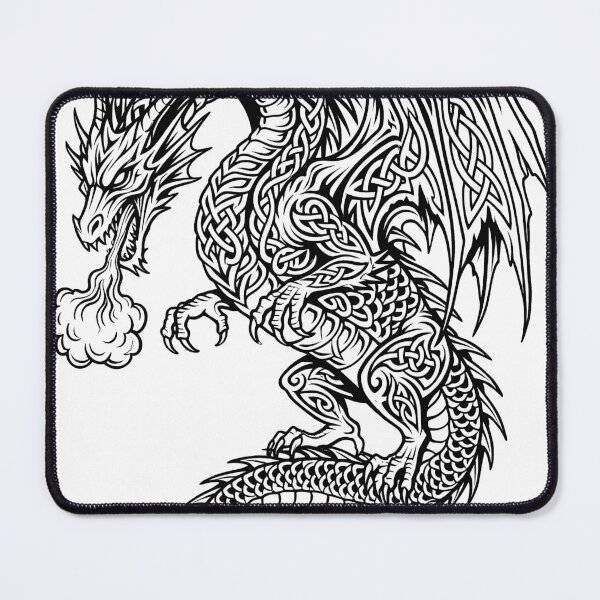 Item preview, Celtic Knot Dragon Tattoo Design – Black Winged Dragon Knotwork Art designed and sold by DragonSerpent Ink.