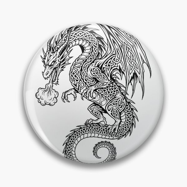 Item preview, Celtic Knot Dragon Tattoo Design – Black Winged Dragon Knotwork Art designed and sold by DragonSerpent Ink.