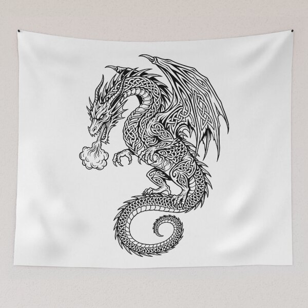 Item preview, Celtic Knot Dragon Tattoo Design – Black Winged Dragon Knotwork Art designed and sold by DragonSerpent Ink.