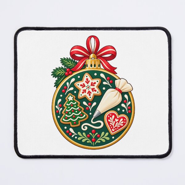 Item preview, Christmas Decorated Cookies and Icing Bag Bauble Illustration designed and sold by skyartdesign.