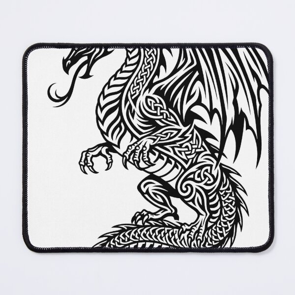 Item preview, Tribal Celtic Dragon Tattoo – Hybrid Knotwork Swirl Winged Dragon Art designed and sold by DragonSerpent Ink.