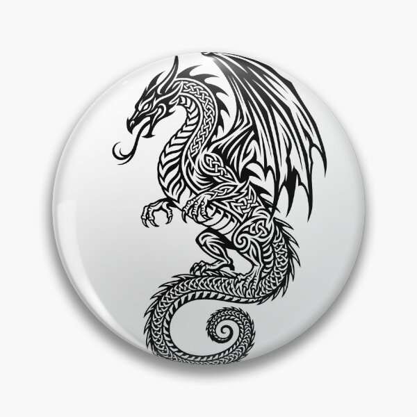 Item preview, Tribal Celtic Dragon Tattoo – Hybrid Knotwork Swirl Winged Dragon Art designed and sold by DragonSerpent Ink.