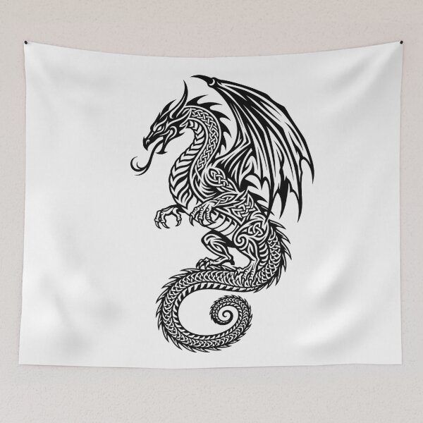 Item preview, Tribal Celtic Dragon Tattoo – Hybrid Knotwork Swirl Winged Dragon Art designed and sold by DragonSerpent Ink.