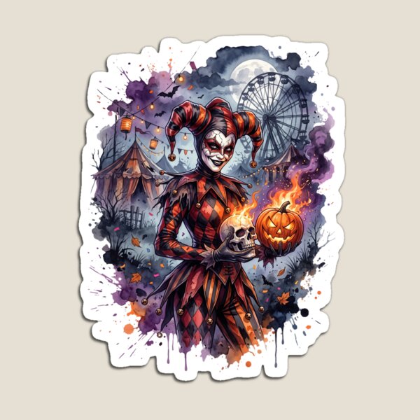 Item preview, Harlequin Jester Spooky Carnival Watercolor Painting designed and sold by JT ART STUDIOS.