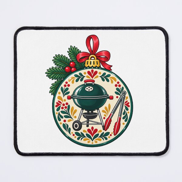 Item preview, Christmas Barbecue Grill and Tools Bauble Illustration designed and sold by skyartdesign.