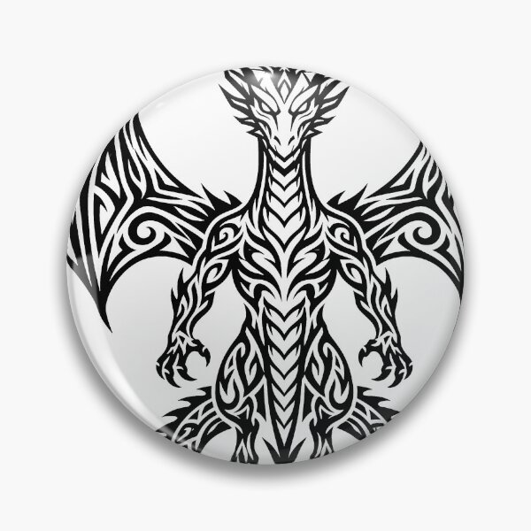 Item preview, Symmetrical Tribal Dragon Wings Tattoo – Front View Winged Dragon Emblem Art designed and sold by DragonSerpent Ink.