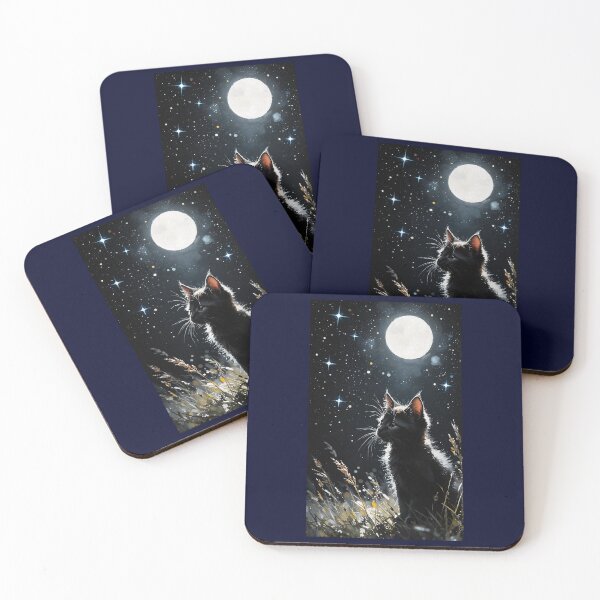 Item preview, Black cat under the moon designed and sold by WizardsCove.