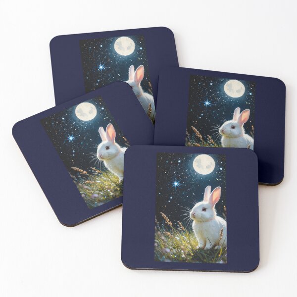 Item preview, White rabbit under the moon designed and sold by WizardsCove.
