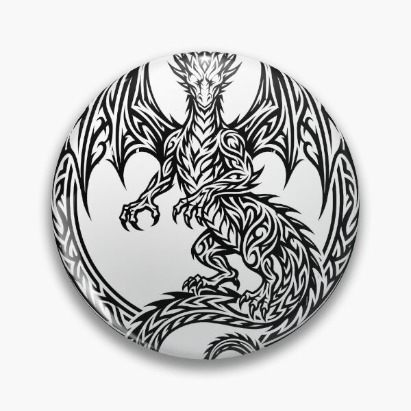 Item preview, Round Dragon Medallion Design – Celtic Knot Frame Tribal Dragon Illustration designed and sold by DragonSerpent Ink.