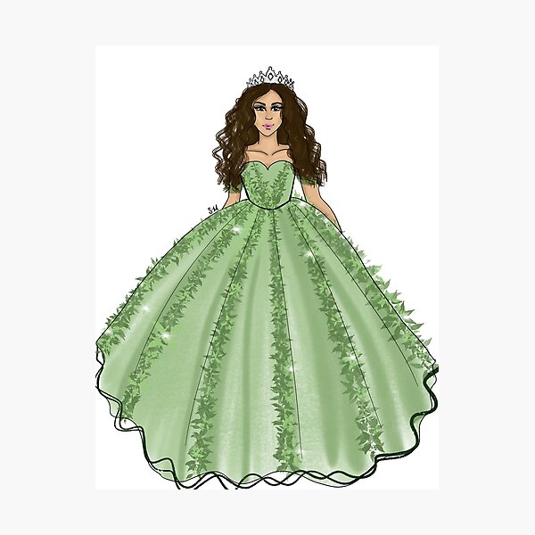 Item preview, Sage Quinceañera With Tiara designed and sold by SMillustrations.