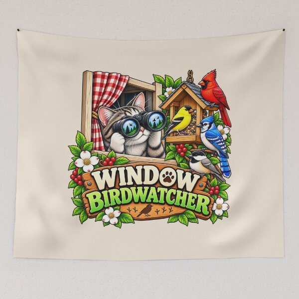 Item preview, Window Birdwatcher – Funny Cat and Bird Lover Design designed and sold by DIB Designs – Express Your Style.
