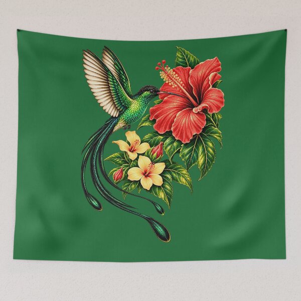 Item preview, Jamaican Doctor Bird Feeding on Red Hibiscus designed and sold by digitalbob60.