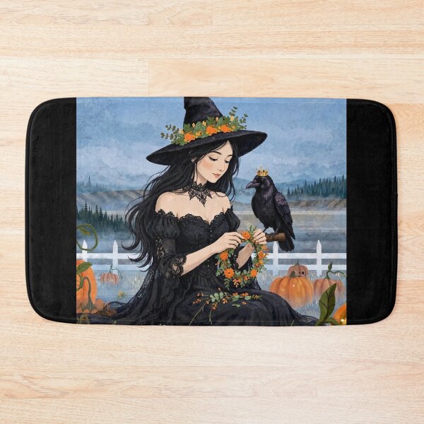 Item preview, The Witch and Her Raven Making a Wildflower Crown designed and sold by DibujandoPorfa.