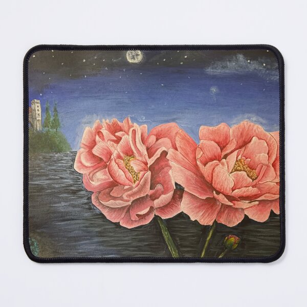 Item preview, Moonlit Roses – Enchanted Castle & Pink Flowers | Dark Fantasy Art designed and sold by mothificaart.