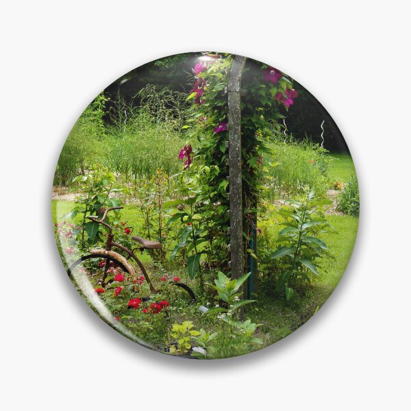 Item preview, Rustic Garden Arch with Vintage Bicycle and Colorful Flowers designed and sold by celinebisson.