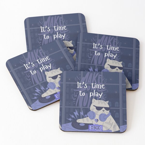 Item preview, DJ Cat It’s Time to Play Night Vibes designed and sold by SpiralStairShop.