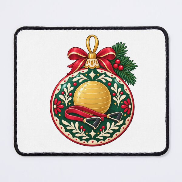 Item preview, Christmas Physical Therapy Exercise Equipment Bauble Illustration designed and sold by skyartdesign.