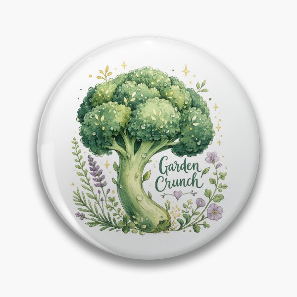 Item preview, Garden Crunch Cute Broccoli Tree Whimsical Vegetable Cottagecore Art designed and sold by inkoutninja.