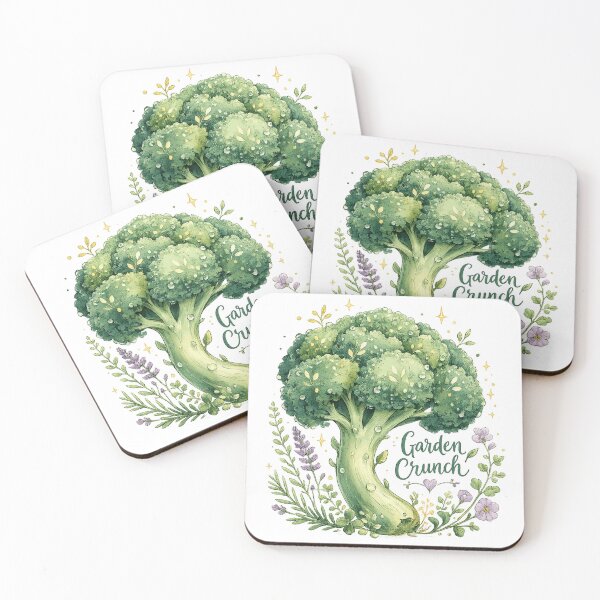 Item preview, Garden Crunch Cute Broccoli Tree Whimsical Vegetable Cottagecore Art designed and sold by inkoutninja.