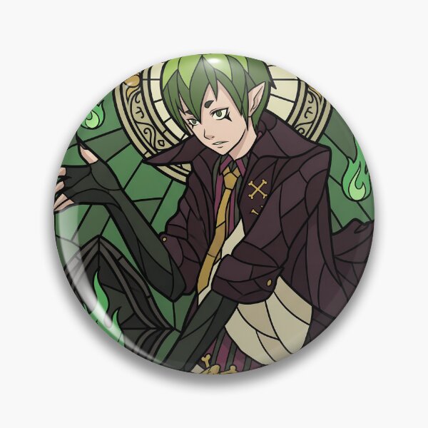 Item preview, Amaimon Blue Exorcist Mystic Green Flame Stained Glass Pose designed and sold by mildaclairmo.