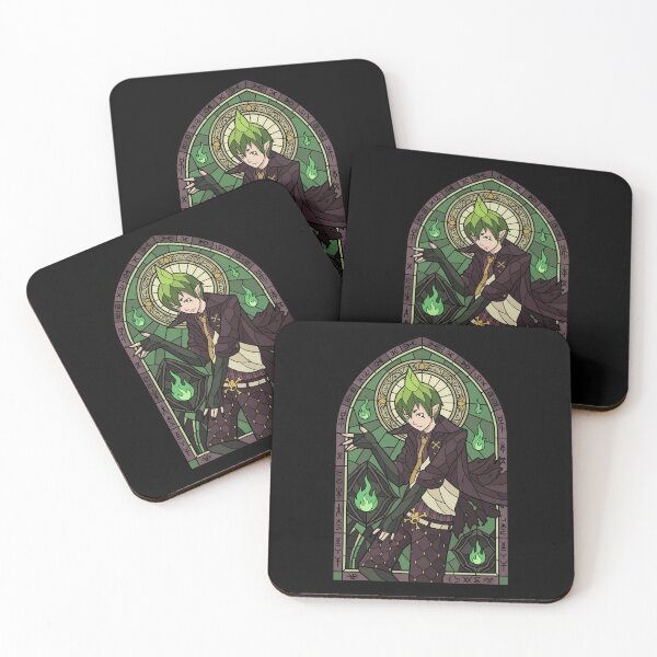 Item preview, Amaimon Blue Exorcist Mystic Green Flame Stained Glass Pose designed and sold by mildaclairmo.