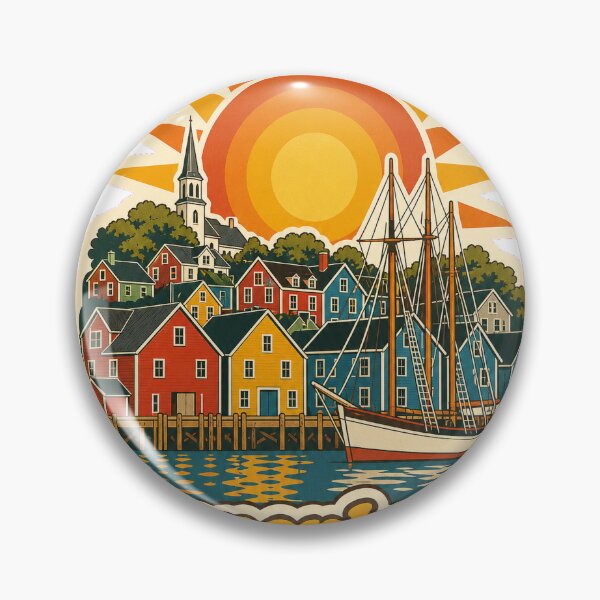 Item preview, Lunenburg Canada Travel Souvenir - Retro Illustration designed and sold by VisualArtsOasis.