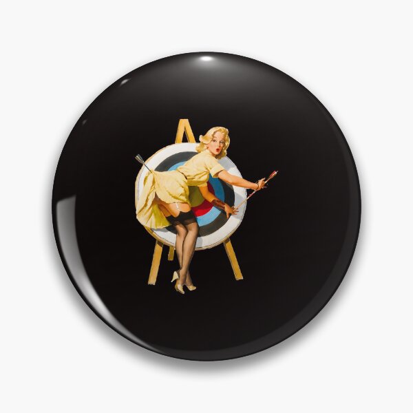 Item preview, Retro Pin-Up Target Girl Yellow Dress Archery Art designed and sold by Gamaza-Eggs.