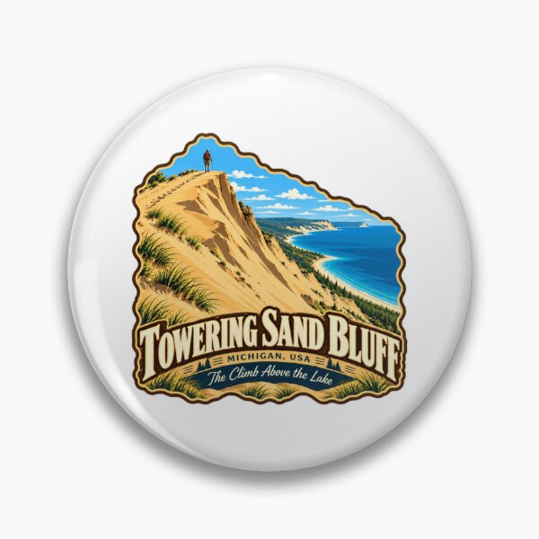 Item preview, Towering Sand Bluff Michigan USA The Climb Above The Lake Hiking Travel Souvenir designed and sold by JonesFlora2025.